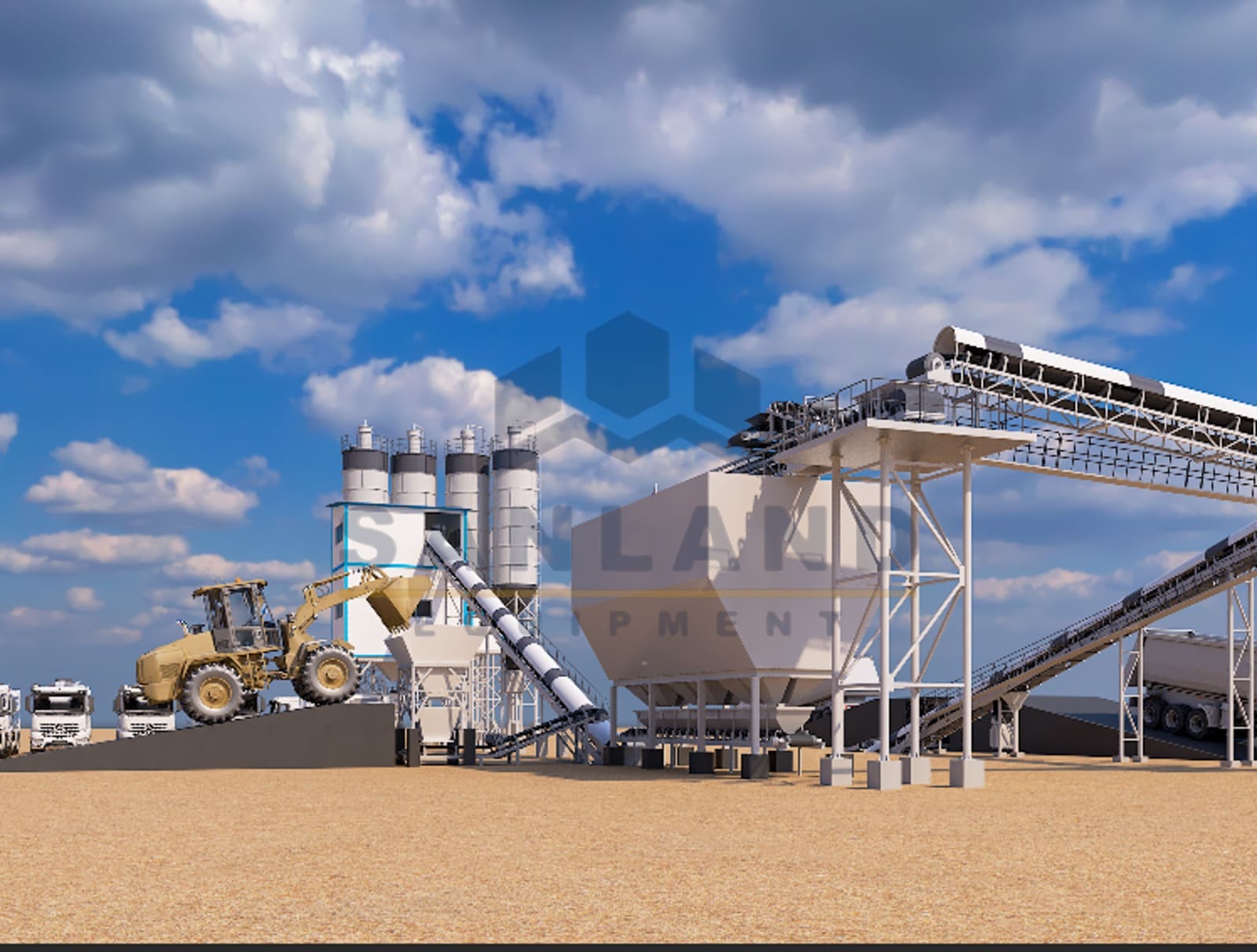 Aggregate Storage Bins at Concrete Plant concept